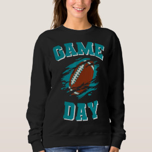 Game Day Kick Off Football Aqua und Orange Team Fa Sweatshirt