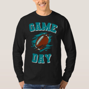 Game Day Kick Off Football Aqua und Orange Team Fa T-Shirt