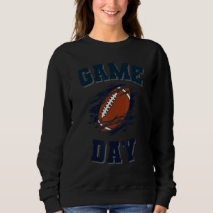Game Day Kick Off Football Orange White and Blue T Sweatshirt