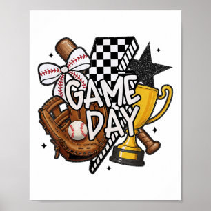 Game Day Mama Baseball Mama für Girl-Kind Poster