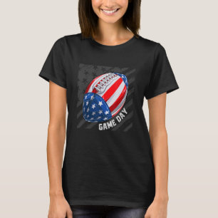 Game Day mit Flag American Football Mama Vater Kin T-Shirt