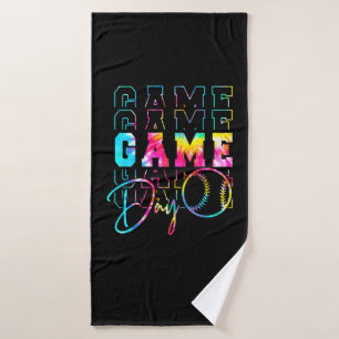 Game Day Neon Gefärbte Krawatte Retro Softball Bas Badehandtuch