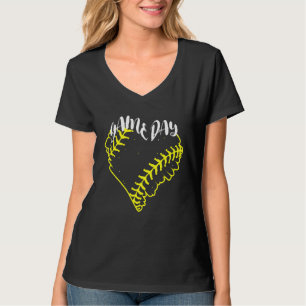 Game Day Softball Herz Vintag Softball Baseball T-Shirt