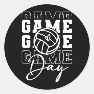 Game Day Sports Game Day Volleyball Runder Aufkleber