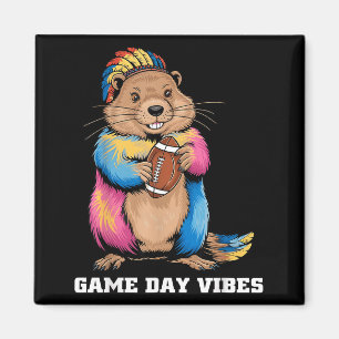 Game Day Stimmung Stammes-Murmeltier hält Football Magnet