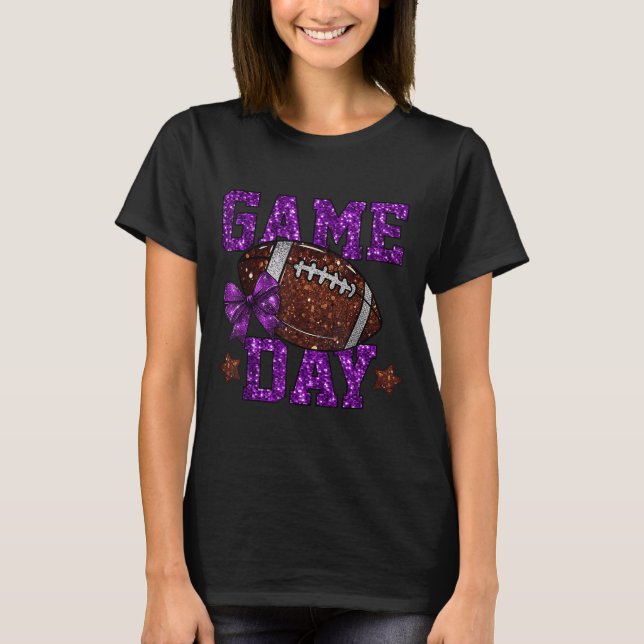 Game Day Touchdown Football Mama Girls Go Cheer Pu T-Shirt (Vorderseite)