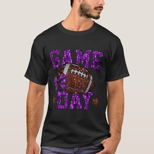 Game Day Touchdown Football Mama Girls Go Cheer Pu T-Shirt (Vorderseite)