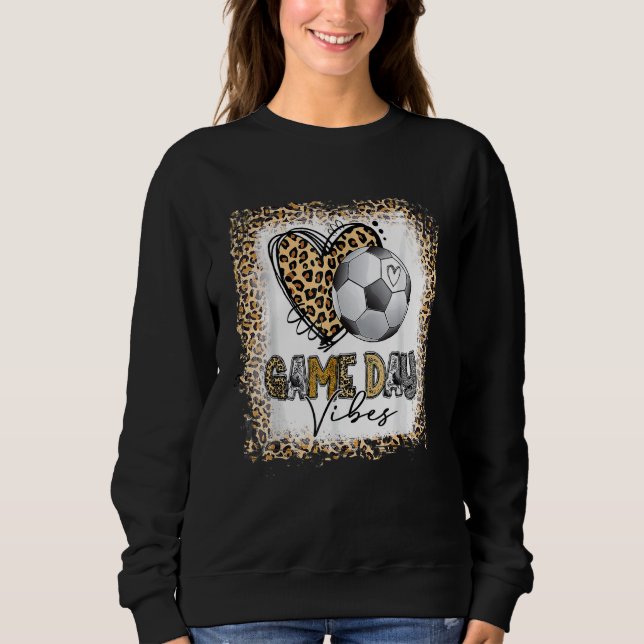 Game Day Vibes America Soccer Mom Women Leopard Bl Sweatshirt (Vorderseite)