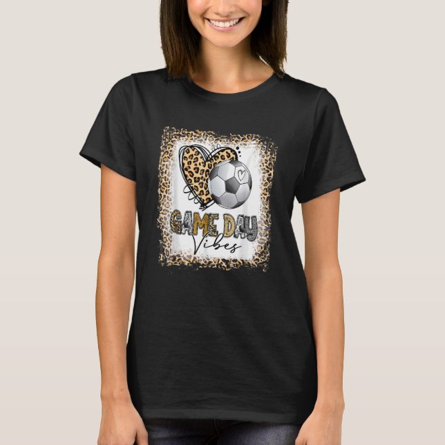 Game Day Vibes America Soccer Mom Women Leopard Bl T-Shirt (Vorderseite)