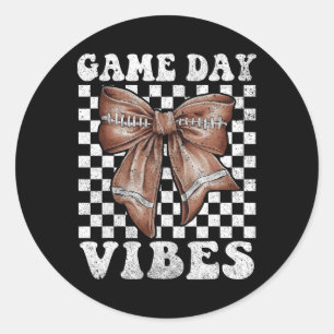 Game Day Vibes Coquette Bow Football Mama Football Runder Aufkleber