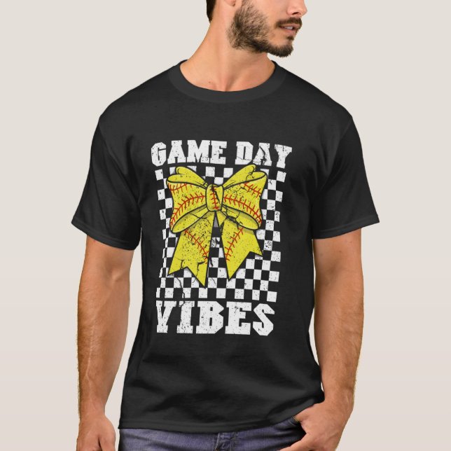 Game Day Vibes Coquette Bow Softball Mama Mama Sof T-Shirt (Vorderseite)