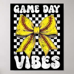 Game Day Vibes Coquette Bow Softball Mama Softball Poster
