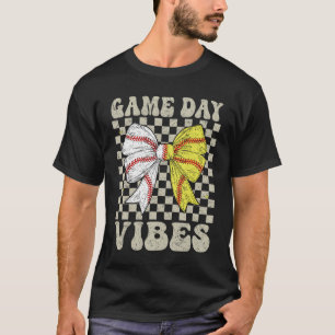 Game Day Vibes Coquette Bow Softball Mama Softball T-Shirt
