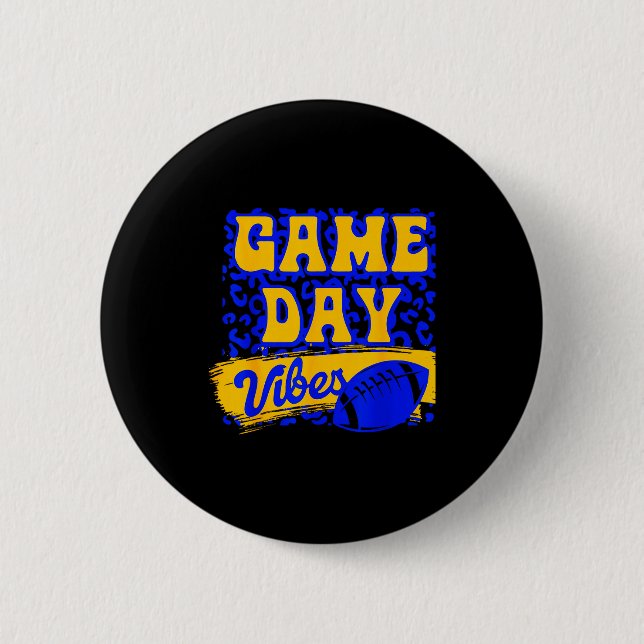Game Day Vibes Football Season Football Blue Gold  Button (Vorderseite)