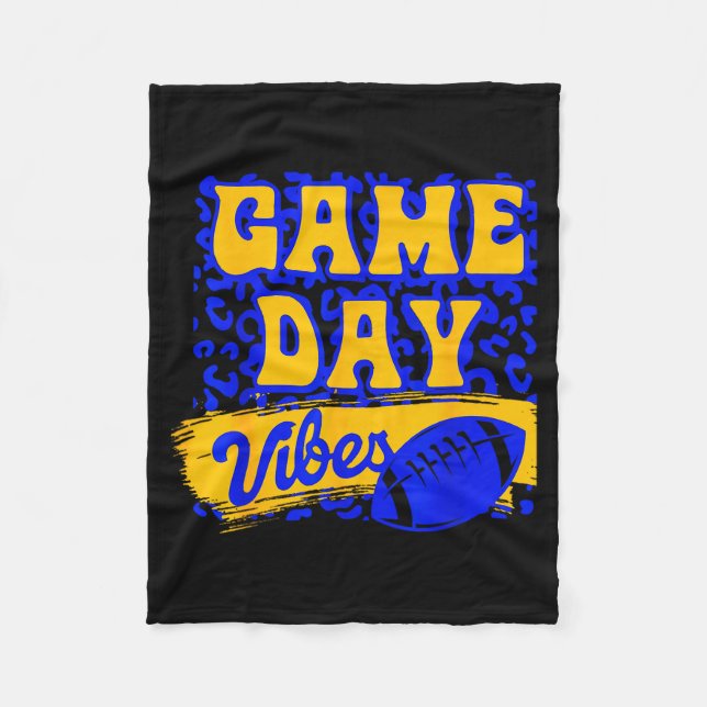 Game Day Vibes Football Season Football Blue Gold  Fleecedecke (Vorderseite)