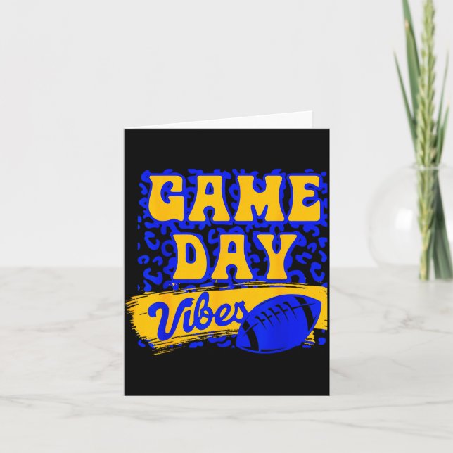 Game Day Vibes Football Season Football Blue Gold  Karte (Vorderseite)