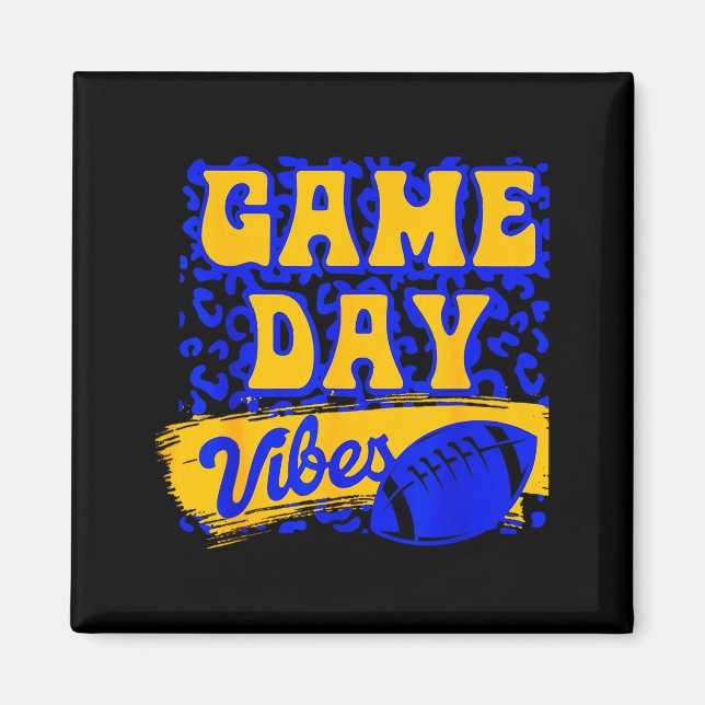 Game Day Vibes Football Season Football Blue Gold  Magnet (Vorne)