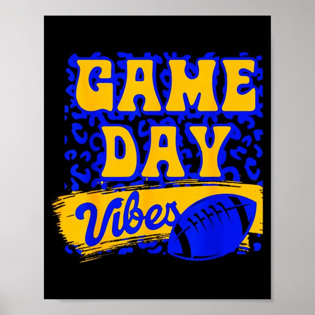 Game Day Vibes Football Season Football Blue Gold  Poster (Vorne)
