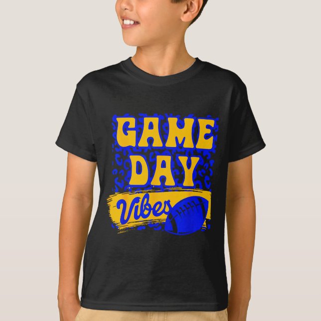 Game Day Vibes Football Season Football Blue Gold  T-Shirt (Vorderseite)