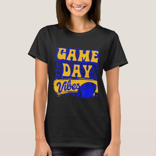 Game Day Vibes Football Season Football Blue Gold  T-Shirt (Vorderseite)