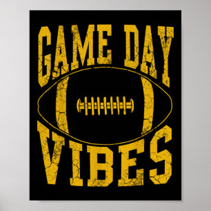 Game Day Vibes Gelb Football Vintage abgenutzt  Poster