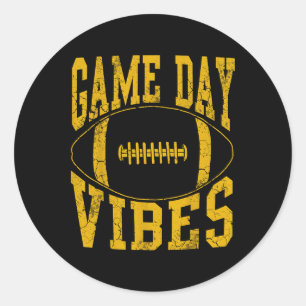 Game Day Vibes Gelber Fußball Vintag gestört Runder Aufkleber