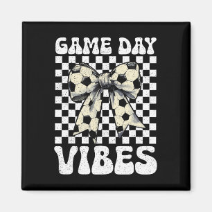 Game Day Vibes Groovy Coquette Bogen Fußball Fraue Magnet
