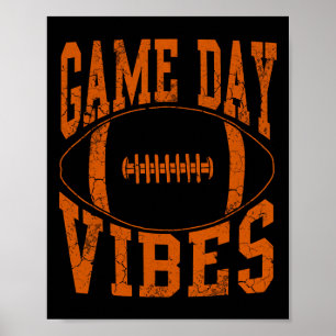 Game Day Vibes Orange Football Vintag Not leidend Poster