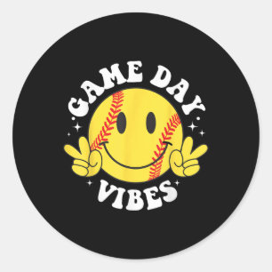 Game Day Vibes Smile Face Softball Mama Mama Siste Runder Aufkleber