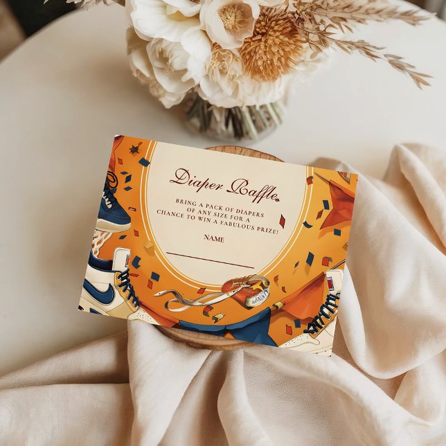 Game Day Vintage Basketball Baby Diapper Raffle Begleitkarte (Von Creator hochgeladen)