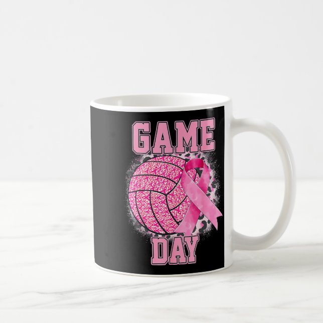Game Day Volleyball Breast Cancer Awareness Nk Rib Kaffeetasse (Rechts)