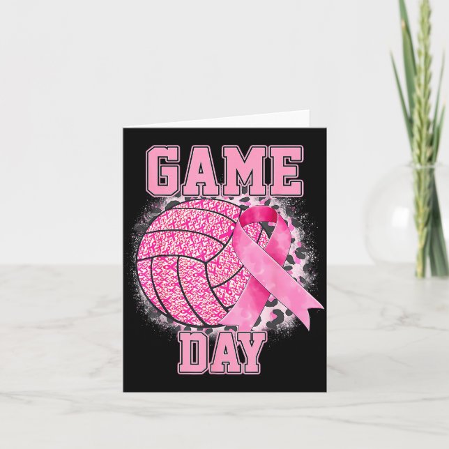 Game Day Volleyball Breast Cancer Awareness Nk Rib Karte (Vorderseite)