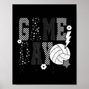 Game Day Volleyball Checked Funny Volleyball Poster