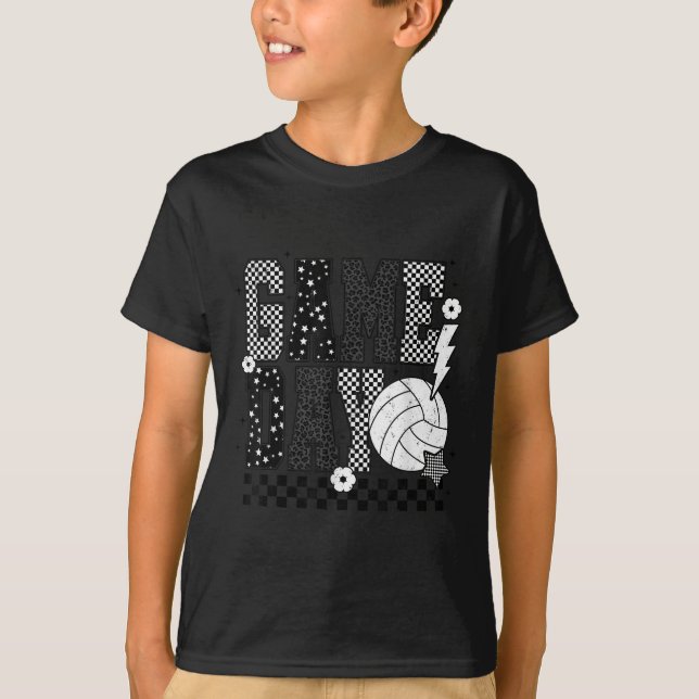 Game Day Volleyball Checked Funny Volleyball T-Shirt (Vorderseite)