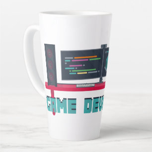 Game Developer Latte Mug - Blue Letters Milchtasse