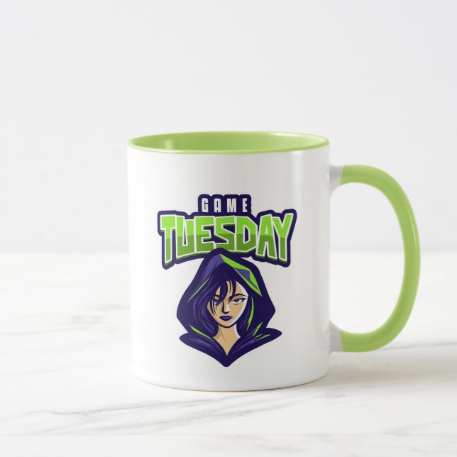 Game Dienstag ist an - in grün Tasse (Rechts)