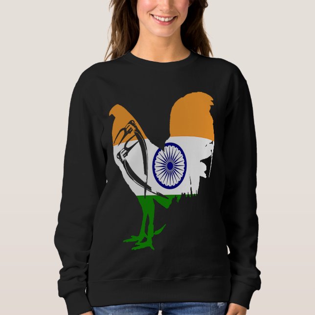 Game fowl India Indian flag gaff rooster Gamefowl Sweatshirt (Vorderseite)