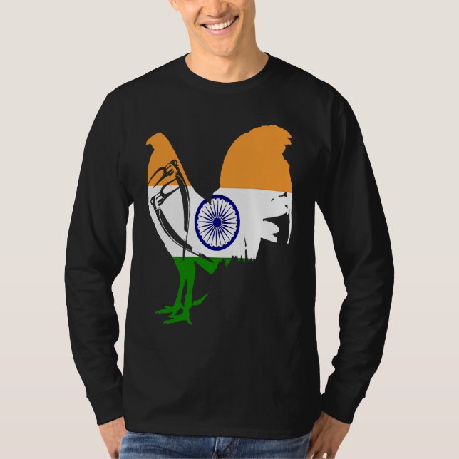 Game fowl India Indian flag gaff rooster Gamefowl T-Shirt (Vorderseite)
