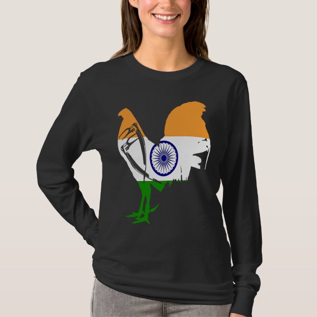 Game fowl India Indian flag gaff rooster Gamefowl  T-Shirt (Vorderseite)