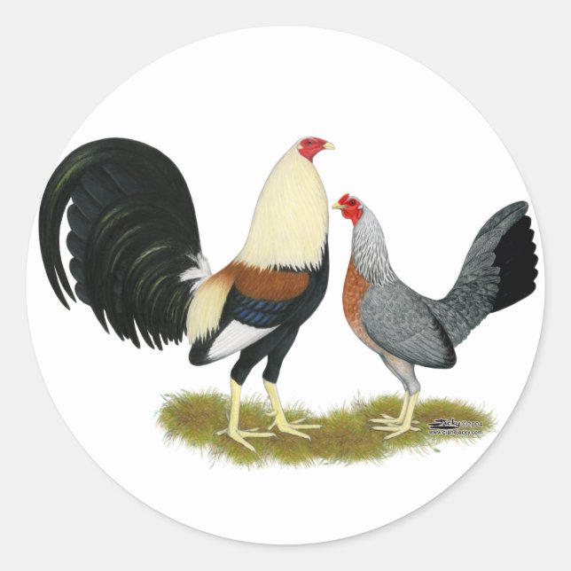 Game Fowl Pair Runder Aufkleber (Vorderseite)
