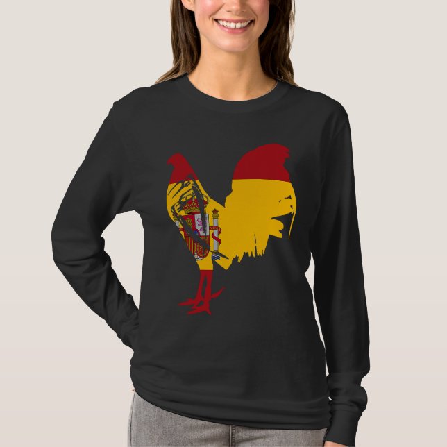 Game fowl Spain Spanish flag gaff rooster Gamefowl T-Shirt (Vorderseite)
