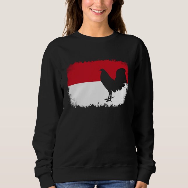 Game fowl vintage Indonesia Indonesian flag rooste Sweatshirt (Vorderseite)