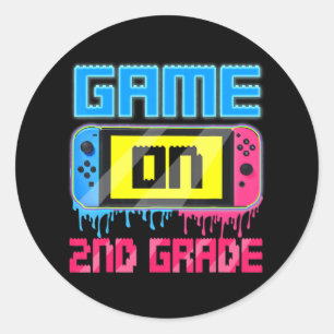 Game-Gamer der zweiten Klasse zurück zur Schule Runder Aufkleber