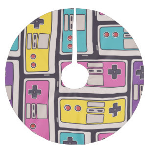 Game Joysticks Vintage Hintergrundbilder Polyester Weihnachtsbaumdecke