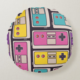 Game Joysticks Vintage Hintergrundbilder Rundes Kissen