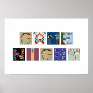 "Game Night" Board Game Alphabet Poster
