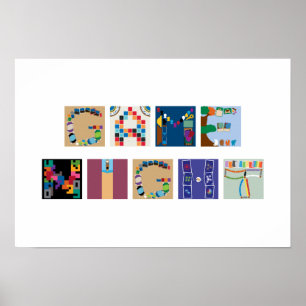 "Game Night" Board Game Alphabet Poster