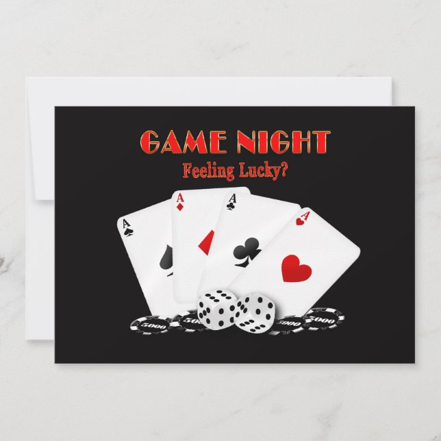 GAME NIGHT INVITATIONEN - Gefühl Lucky, Karten (Vorderseite)