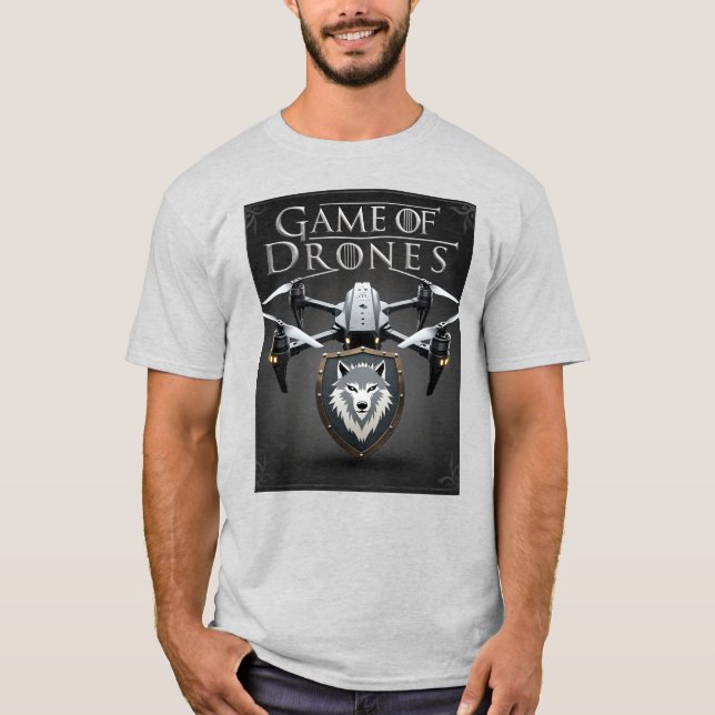 Game of Drones – Stark Direwolf Drone Emblem T-Shirt (Vorderseite)
