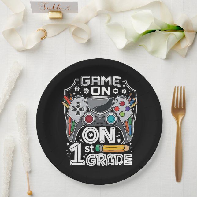 Game On 1. Klasse Zurück zur Schule Pappteller (Hochzeit)
